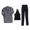1/3 BJD Plaid Overcoat Vest Jeans 3 Pieces Set Outfits for Normal 70cm Uncle Doll