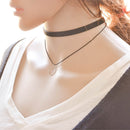 Women Fashion Accessory Alloy Black Geometric Round Pendant Double Necklace