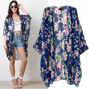 Fashionable Floral Pattern Charms Chiffon Loose Blouse Kimono Cardigan Jacket Blouse Top for Women Girls Summer Clothing Size M