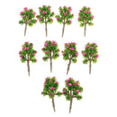 10 Pieces Plastic Model Trees with Rose Red Flower Layout Train Railroad Landscape Scenery 1:200 Z Scale Building Kits Toys DIY