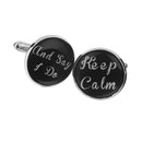 Mens Wedding Shirt Cufflink Keep Calm and Say I Do Cuff Links Silver Black