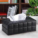 PU Leather Tissue Box Cover Pumping Paper Napkin Holder Box Black