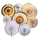 Set of 8PCS Shiny Tissue Paper Pinwheel Folding Hanging Fan Wedding Party Decoration