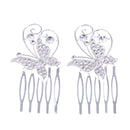 Pack of 2 Rhinestone Wedding Banquet Butterfly Hair Comb Pins Headwear