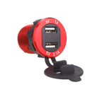 Car Motorcycle 5V 2.1A+1A Dual USB Power Chargers With LED Voltmeter Red