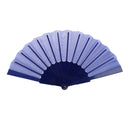 Polyester Fabric Hand Fan Flat Plain Plastic Keel Folding Purse Sapphire