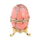 Pink Enamel Rhinestone Easter Egg Jewelry Storage Box Wedding Ring Holder