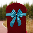 Elastic Sash Band Chair Back Wedding Bowknot Bow Ribbon Decoration for Hotel Restaurant Wedding Party Chair Decor Blue