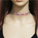 White Gothic Vintage Collar Choker embroidered flower Necklace