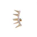 Fashion Punk Rhinestone Cartilage Ear Cuff Wrap Clip on Spike Earring Gold