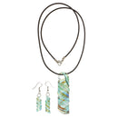 Women Glazed Colored Glass Spiral Necklace Drop Spiral Fish Hook Earrings Fashion Charm Jewelry Set for Wedding and Casual