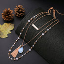 Elegant Women Girls Beads Tassel Pendant Multilayer Chain Necklace Gold