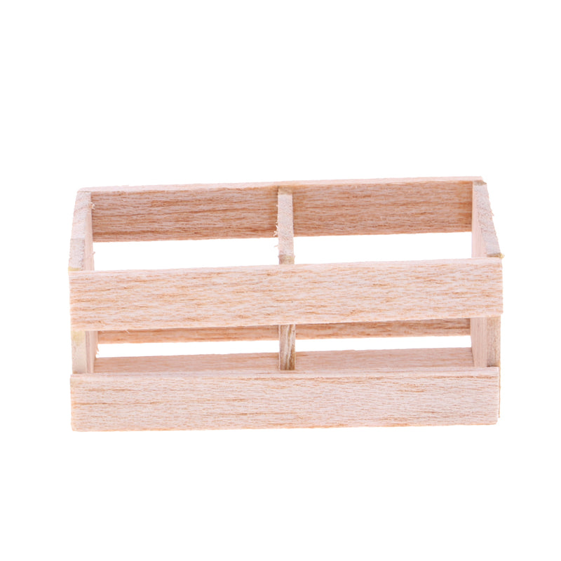 1/12 Wooden Fruits Vegetables Basket for Dollhouse Kitchen Life Scenes Decoration