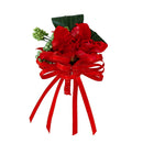 Wedding Bridal Boutonniere Corsage Groom Cymbidium Flower with Ribbon Red