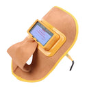 Cowhide Leather Auto Darkening Welding Helmet Arc Tig Mig Protect Grinding Mask, Lightweight and breathable
