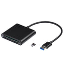 3 in 1 USB3.0 Card Reader, Flash Drive USB/ Micro USB TF/SD Card Camera Reader Adapter and Micro USB OTG Adapter for iPad/ MAC/ PC/ Android Phones Black