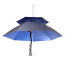 Multipurpose Two Layers Outdoor Umbrella Hat Head Cap Brolly for Fishing Camping Hiking Golf - External Silver Internal Blue