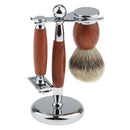 Luxury Shaving Set Rosewood Safety Shaver Shave Brush Alloy Stand Holder
