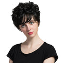 Elegant Women Short Fluffy Curly Layered Synthetic Hair Wigs With Cap for Daily Wear Costume Party Cosplay Black