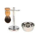 Professional Salon Barber Set Premium Shaving Brush+ Alloy Shave Stand Holder+Soap Bowl Mug for Men