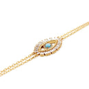 Shiny Zircon Blue Opal Evil Eye Bracelet Bangle Lucky Charms Lady Friends Wedding Jewelry