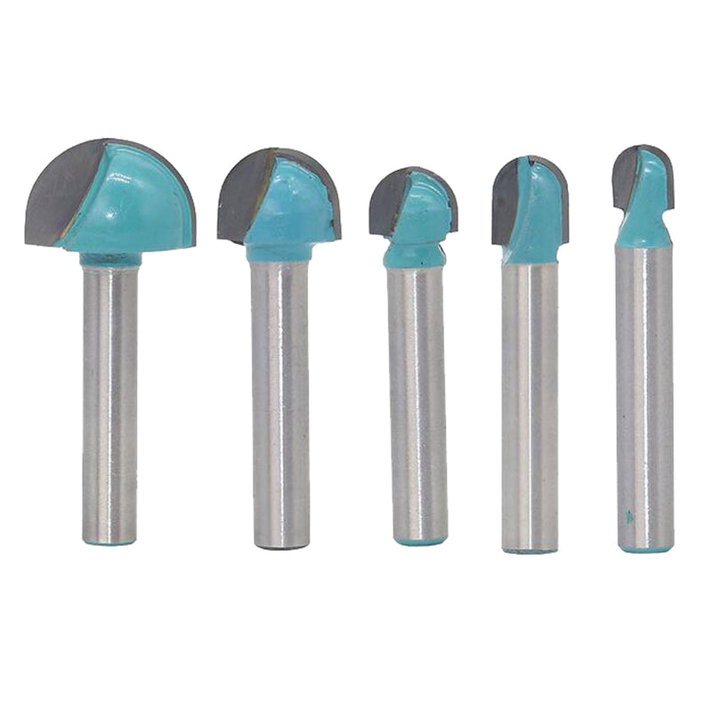 5Pcs 6mm Shank Round Nose Cove Core Box Router Bit Cutter for Woodworking