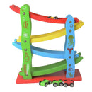 4 Layers Wooden Ramp Racing Set Kids Vehicle Playsets Kids Children Wood Toys