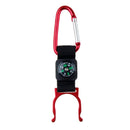 2 in 1 Water Bottle Buckle Holder Clip with Compass Compass for Outdoor Hiking Camping Sporting Goods Red