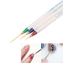 Pack of 3 Plastic Nail Art Brushes Set Liner Acrylic Tip Drawing Striping Dotting Painting Design UV Gel Pen