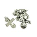 30 Pieces Tibetan Silver I love Basketball Heart Charms For Jewelry Making