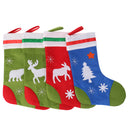 4pcs Festive Beer Reindeer Sheep Tree Christmas Stockings Large Sock Kids Children Candy Gift Bags 40 x 26cm