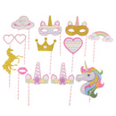 12 Pieces Unicorn Theme Photo Booth Prop Kits Kids Birthday Party Supplier