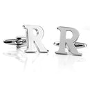 Men Fashionable Wedding Suit Shirt Decor Jewelry Personal Capital Letter R Cufflinks Pack of 2PCS Silver