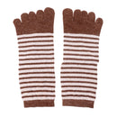 Men Women Blisters Preventing 5 Finger Ankle Striped Toe Socks Cotton Warm Toe Socks Pair Brown