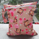 Baby Infants Wet Diaper Nappy Storage Waterproof Zippered Reusable Tote Style Bag Monkey Print Handbag Light Brown