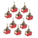 On/On Small Mini Toggle Switch 9 PIN Model 3PDT Red Pack of 10