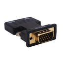 HDMI-Female to VGA-Male Converter+Audio Adapter Support 1080P Signal Output Black