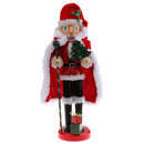 36CM Wooden Hand Painted Santa Clause with Gifts & Crutch Nutcracker Walnut Puppet Christmas Decor Ornament Toy Gift