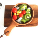Japanese Style Wooden Bowl w/ Handle Salad Fruit Pickle Dessert Serving Bowl