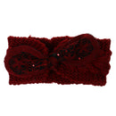 Women Girls Knitted Yoga Headband Headwrap Skii Hat Earmuffs Hair Accessory Red