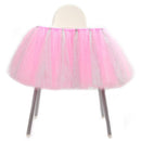 Handmade Soft Lightweight Glitter Tulle Tutu Skirt Baby Shower Birthday Party High Chair Table Decor Skirt with Stickers Pink Silver
