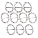 10 Pieces Oval Shape Alloy Crystal Buckle Ribbon Slider for Wedding Invitation Decoration