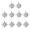 Glitter Diamond Snowflake Christmas Tree Hanging Charms Home Decor Ornaments Silver Pack Of 10PCS