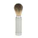Silver Shaving Brush in Travel Tube Beard Moustache Full Size Shave Brush Tool in Aluminum Metal Tube Case Lightweight