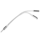 3.5mm AUX Audio Stereo Splitter Cable Headphone Adapter Flat Cable 1 Male to 2 Female White