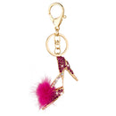Fashion Crystal Rhinestone Furry Ball High Heel Pendant Keyring Keychain Key Chain