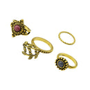 Women Retro Midi Stack Finger Rings Vintage Bronze 5-pieces