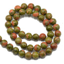 Natural Unakite Jasper Round Gemstone Loose Beads Strand 15 Inch/8mm