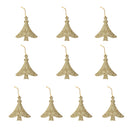 Glitter Tree Shape Christmas Tree Hanging Charms Home Decor Ornaments Gold Pack Of 10PCS