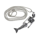 Halloween Alloy Beaded Chain Necklace with Mermaid Skeleton Pendant Charms Fashion Jewelry Men Women Necklace Tibetan Silver